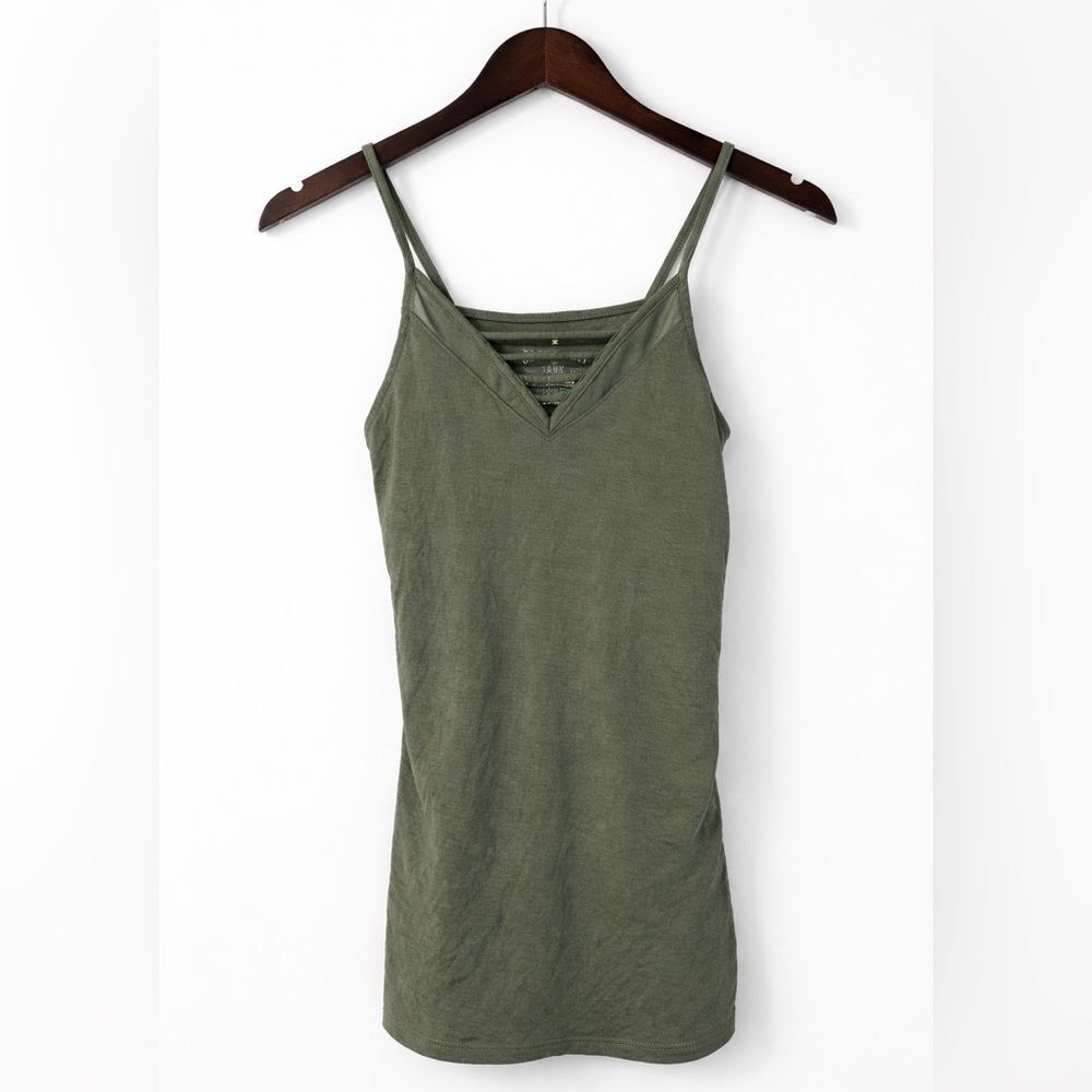 American Eagle Olive Green V-Neck Cami Tank Top Strappy Back Layering Top XS